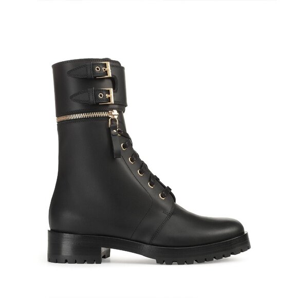 SERGIO ROSSI Black Leather Gold Tone Zipper Buckle Replacement Ankle Cuffs - Picture 8 of 12